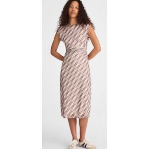 Madewell | NWT Cap-Sleeve Ruched Midi Dress Spiced Brown | Sz S